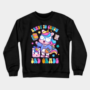 Kids 3rd Grade Unicorn First Day of School Girls Rainbow Crewneck Sweatshirt